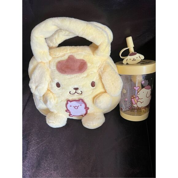 Miniso Pompomurin Mini Bundle Plush Bag & Travel Cup 16 oz - Picture 1 of 4